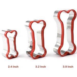 3-Piece Dog Bone Shape Cookie Cutters Set, Dog Treats 2.4" to 3.9" + 2 More